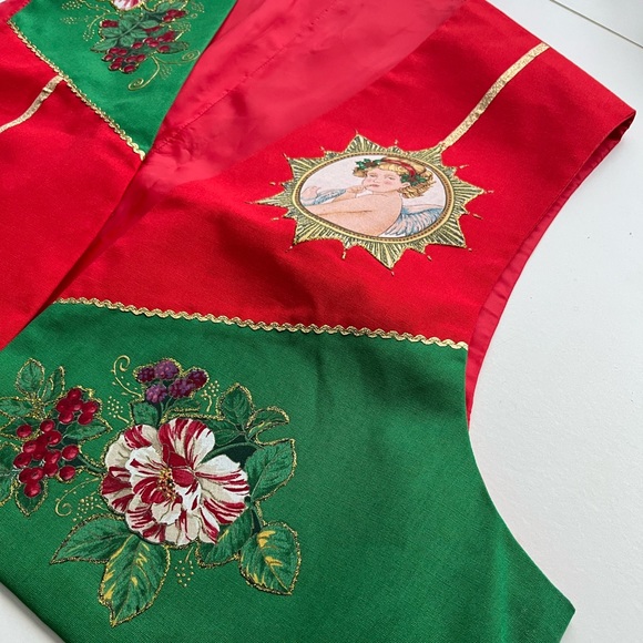 Handmade Unique Christmas Vest with Angel Appliqués - Picture 10 of 15